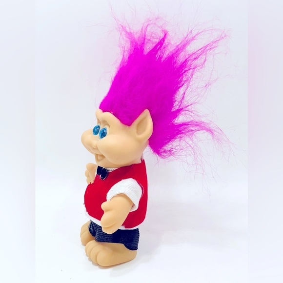 Vintage ITB Troll 5” Hot Pink Hair Boy Doll Vest Tie Figure 90s - Picture 5 of 7